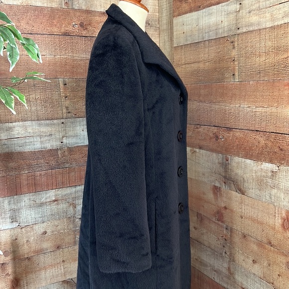 CINZIA ROCCA Black 4 Button Front Baby Llama Wool Over Top Coat Size 12 - Picture 8 of 16